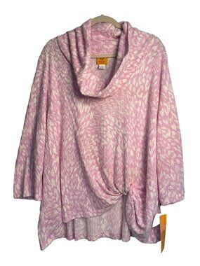 NWT Ruby Rd. Women's 3/4 Sleeve Cowl Neck Blouse – Pink & White, 2X